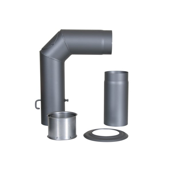 Kamino-Flam Winkelrohr-Set, mit Verlängerung, Ø 150 mm, gussgrau 