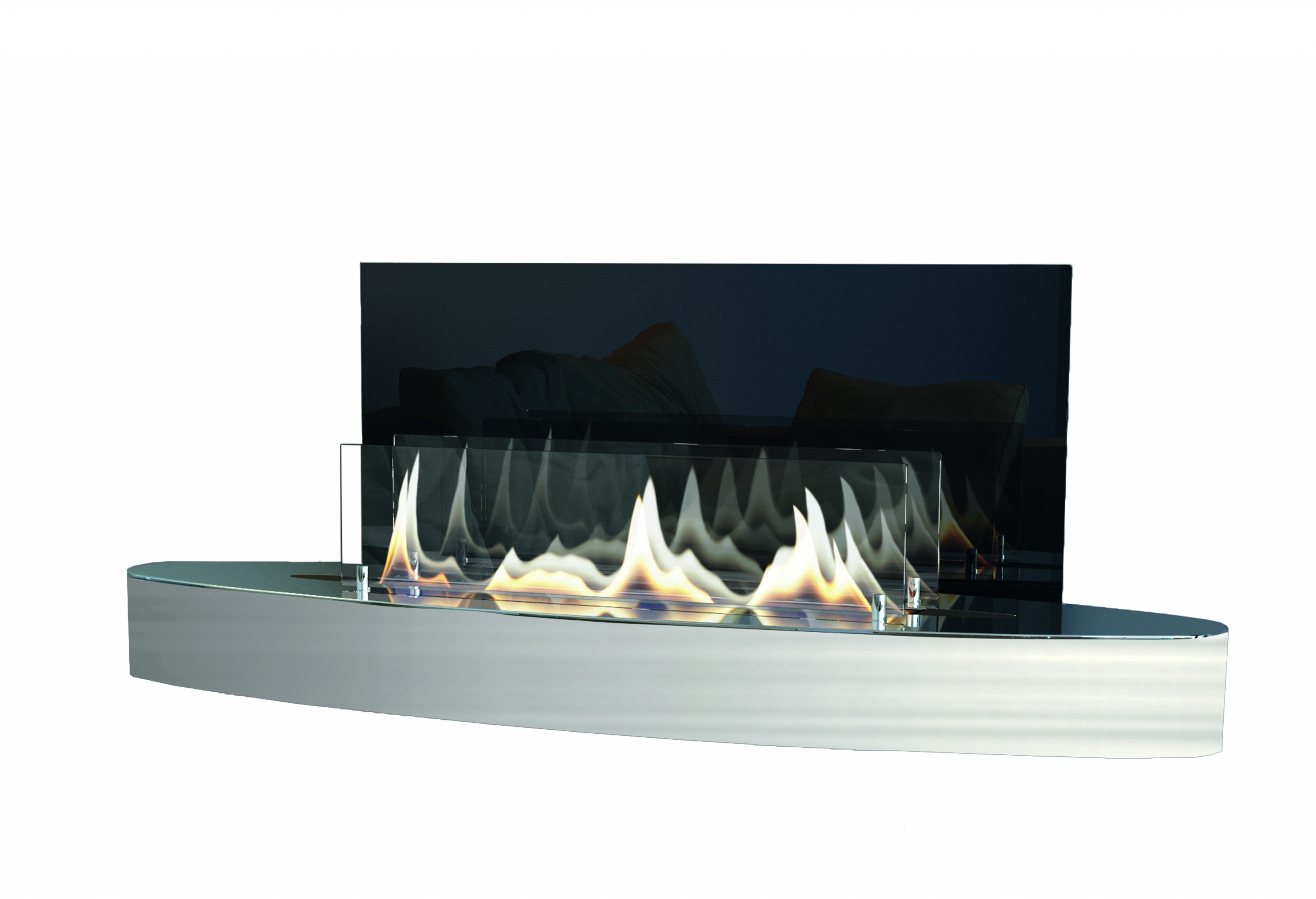 ebios-fire Wandkamin Elipse Wall- Einzelansicht Edelstahl gebürstet