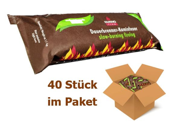 KaminoFlam Kaminfeuer Holzscheit Dauerbrenner Rapsöl | 40 Stück 