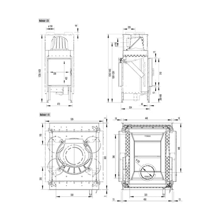 Austroflamm | Kamineinsatz 45x51 K II | Maßzeichnung