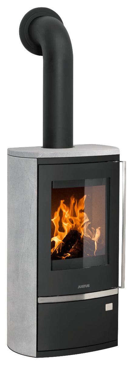 Justus Kaminofen Reno R Stahl Schwarz, Speckstein | klimaworld.com