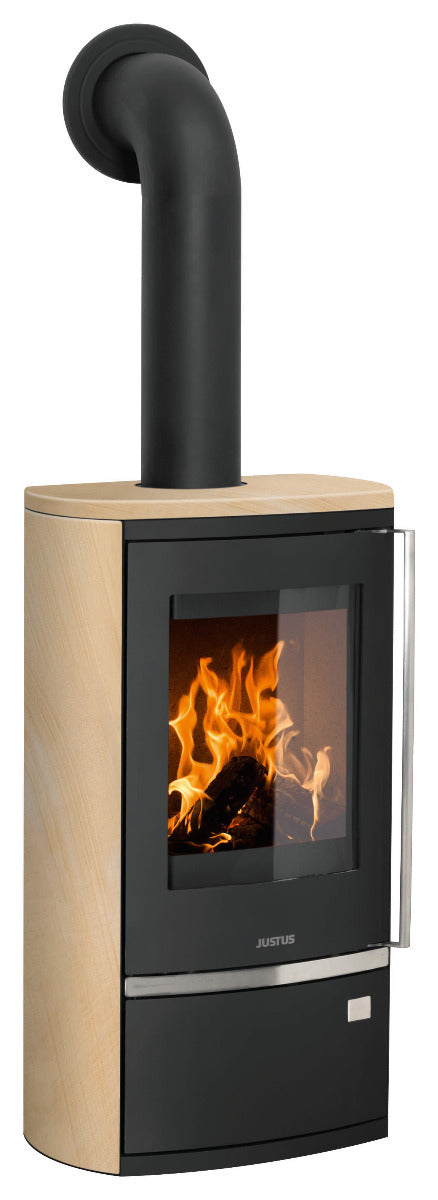 Justus Kaminofen Reno R Stahl Schwarz, Sandstein | klimaworld.com