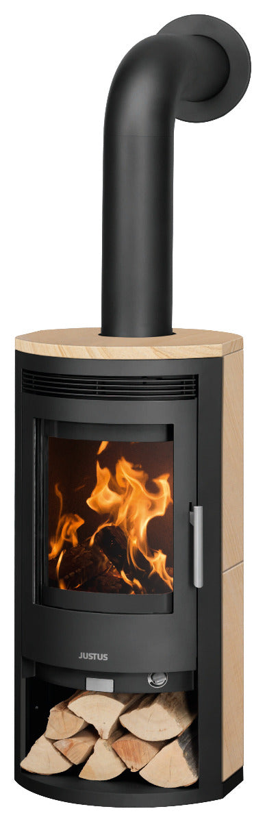Justus Kaminofen Baltrum D 2.0 Stahl Schwarz, Sandstein | klimaworld.com