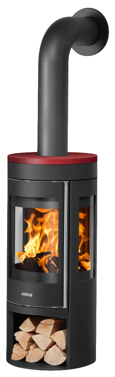 Justus Kaminofen Mino Trios 2.0 Bordeauxrot | klimaworld.com
