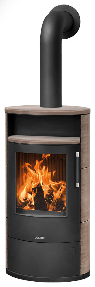 Justus Kaminofen Island 7 2.0 Stahl Schwarz, Keramik Grappa | klimaworld.com