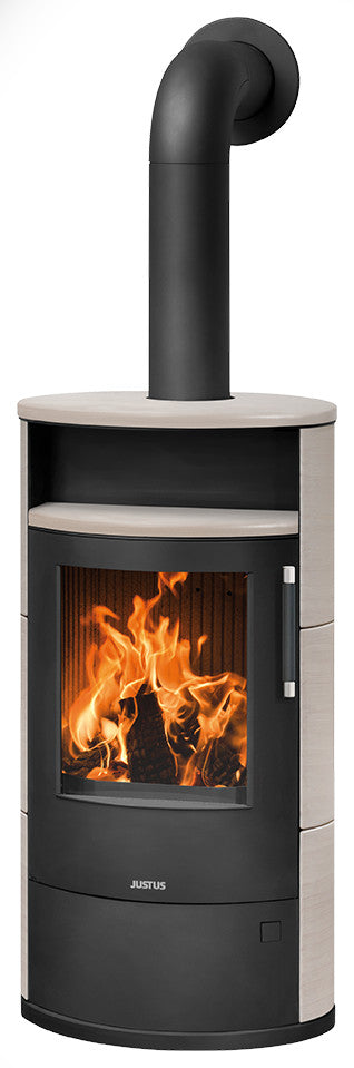 Justus Kaminofen Island 7 2.0 Stahl Schwarz, Keramik Freddo | klimaworld.com