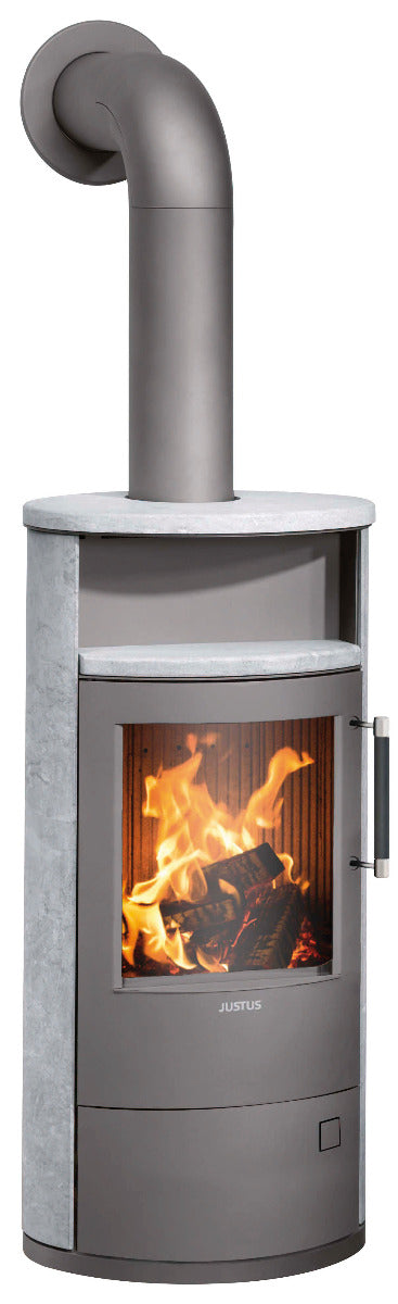 Justus | Kaminofen | Island 5 2.0 Speckstein, Stahl Gussgrau