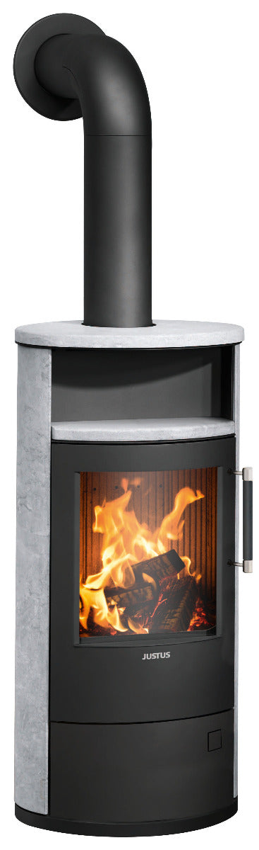 Justus Kaminofen Island 5 2.0 Speckstein, Stahl Schwarz | klimaworld.com