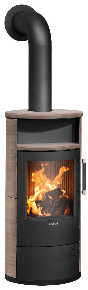 Justus Kaminofen Island 5 2.0 Keramik Grappa, Stahl Schwarz | klimaworld.com