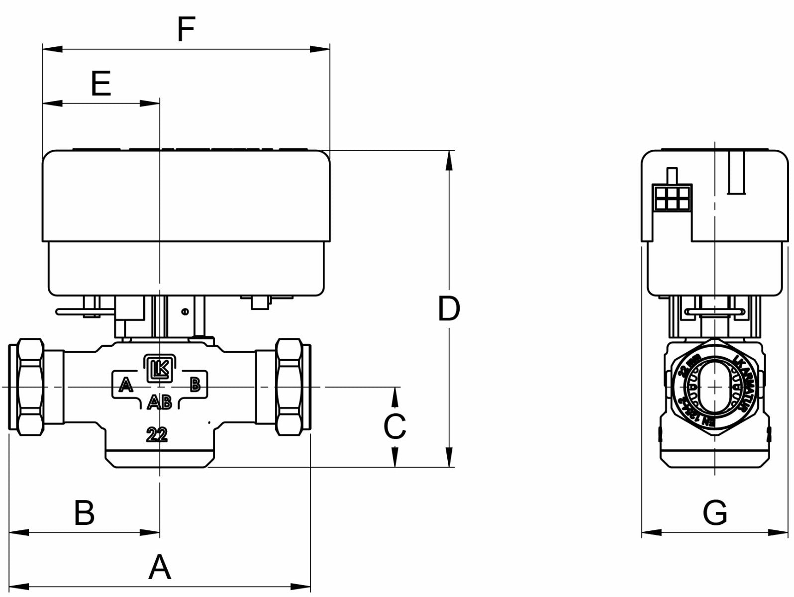 LK Armatur LK 525 Klemmverschraubung Maßzeichnung