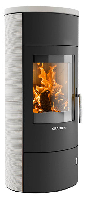 Oranier Kaminofen Polar W+ 2.0 Stahl Schwarz, Keramik Seidenweiß | klimaworld.com