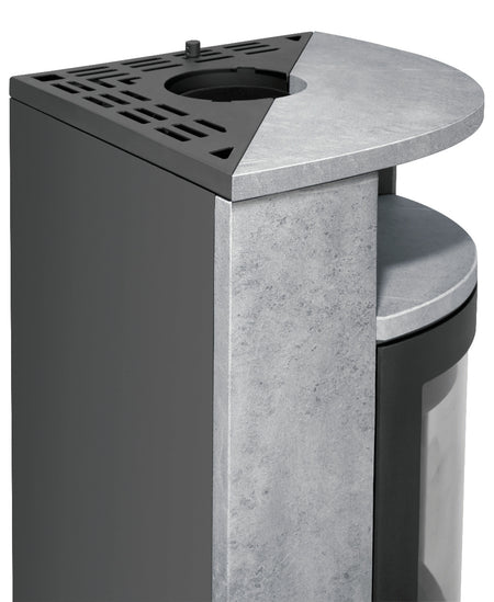 Oranier Kaminofen Polar Neo Eck | Stahl Schwarz, Speckstein Detail | klimaworld.com