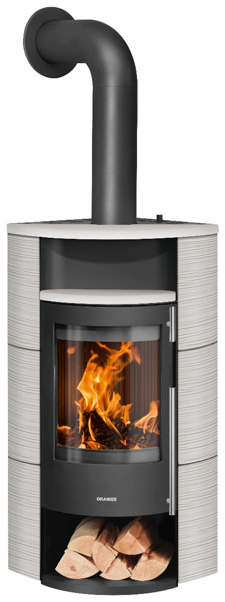 Oranier Kaminofen Polar Neo Eck | Stahl Schwarz, Keramik Seidenweiß | klimaworld.com