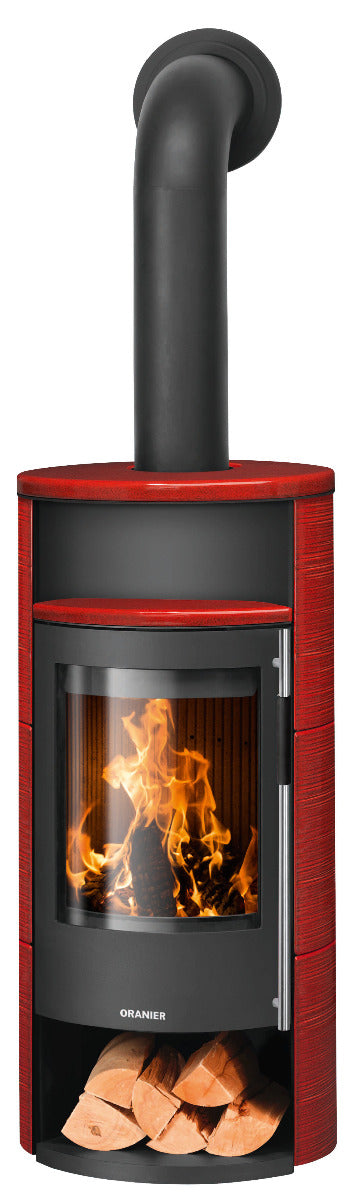 Oranier Kaminofen Polar Neo 4 | Stahl Schwarz, Keramik Paprikarot | klimaworld.com