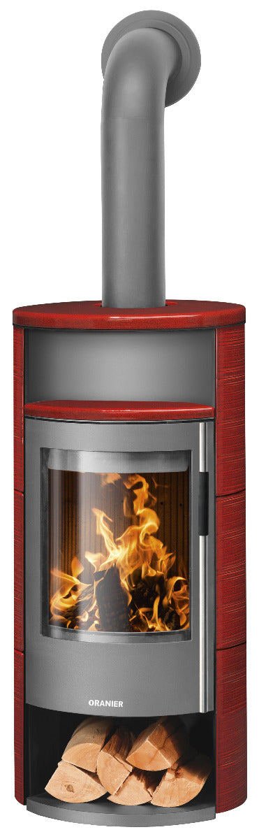 Oranier Kaminofen Polar Neo 6, Stahl Gussgrau, Keramik Paprikarot | klimaworld.com