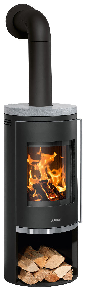 Justus Kaminofen Faro 2.0 Stahl Schwarz, Speckstein | klimaworld.com