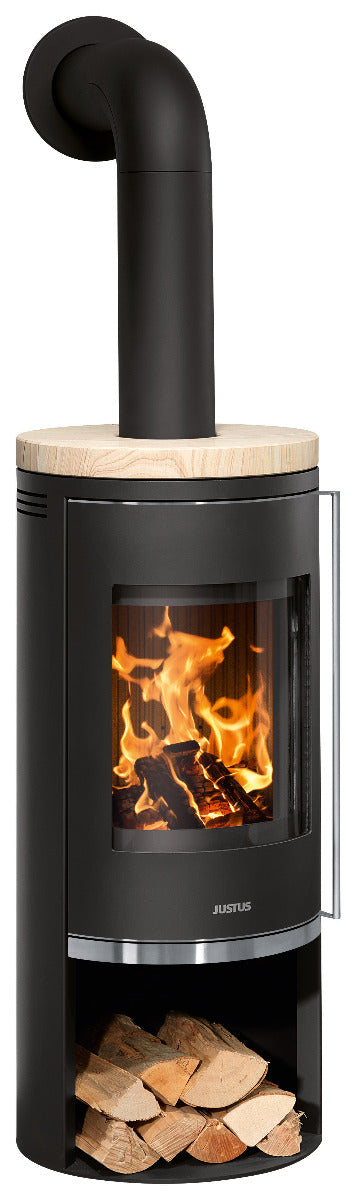 Justus Kaminofen Faro 2.0 Stahl Schwarz, Top Sandstein | klimaworld.com