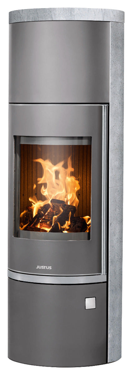 Justus Kaminofen Faro W+ 2.0 Stahl Gussgrau, Speckstein| klimaworld.com