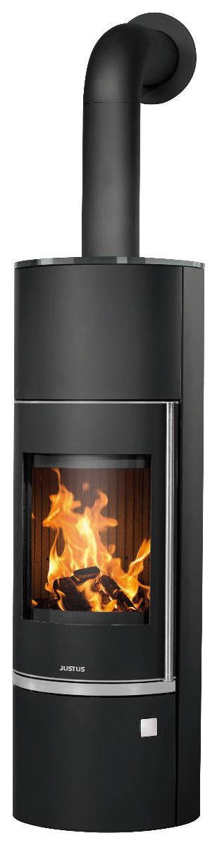 Justus Kaminofen Faro Aqua 2.0 Stahl Schwarz, Abdeckplatte aus Glas | klimaworld.com