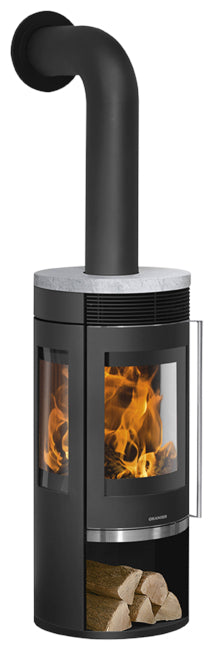 Oranier Kaminofen Rota Tre 2.0 Stahl Schwarz, Abdeckplatte Speckstein | klimaworld.com