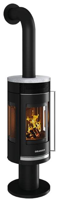 Oranier Kaminofen Rota Twist Stahl Schwarz, Abdeckplatte aus Speckstein | klimaworld.com