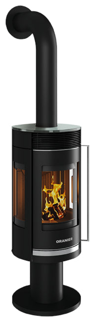Oranier Kaminofen Rota Twist Stahl Schwarz, Abdeckplatte aus Glas | klimaworld.com