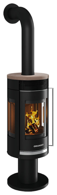 Oranier Kaminofen Rota Twist Stahl Schwarz, Abdeckplatte aus Keramik Grappa | klimaworld.com