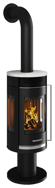 Oranier Kaminofen Rota Twist Stahl Schwarz, Abdeckplatte in Seidenweiß | klimaworld.com