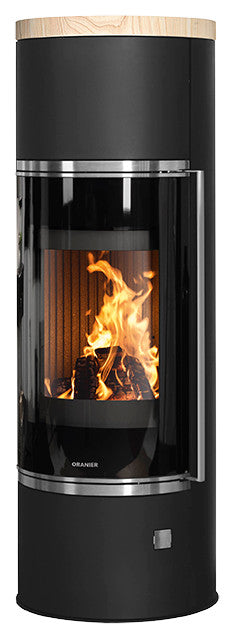 Oranier Kaminofen Arena W+ 2.0 | Stahl Schwarz, Abdeckplatte aus Sandstein | klimaworld.com