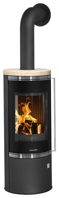 Oranier Kaminofen Arena 2.0 Stahl Schwarz, Abdeckplatte Sandstein | klimaworld.com