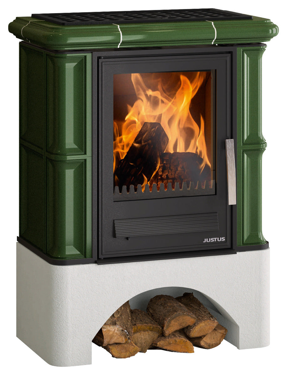 Justus Kaminofen Bavaria Grün mit Sockel | klimaworld.com