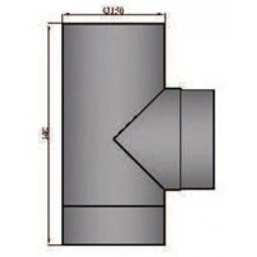 Rauchrohr T-Stück, Ø 130 mm, grau | Klimaworld.com