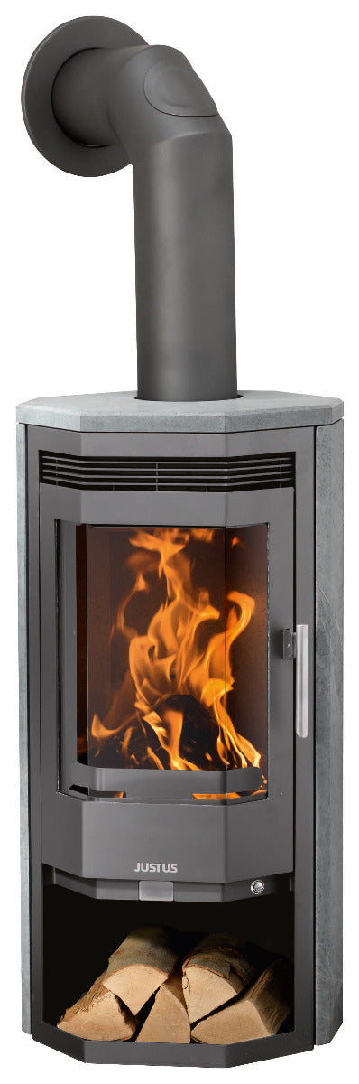 Justus Kaminofen Usedom 5 D Stahl Gussgrau, Speckstein | klimaworld.com