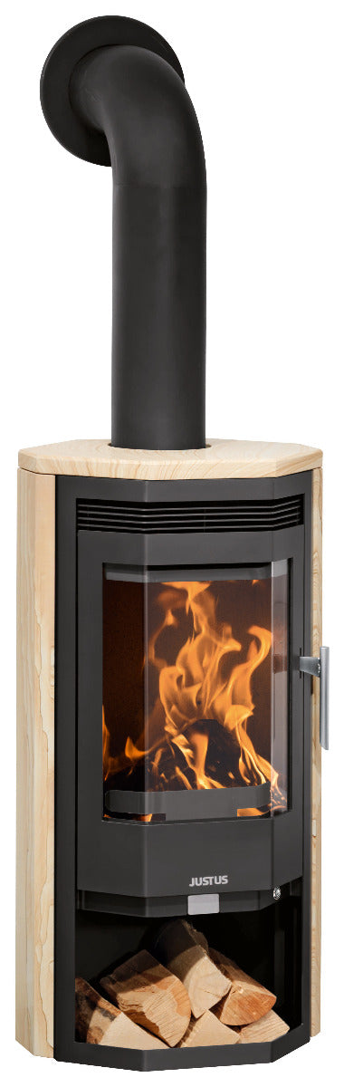 Justus Kaminofen Usedom 5 D Stahl Schwarz, Sandstein | klimaworld.com