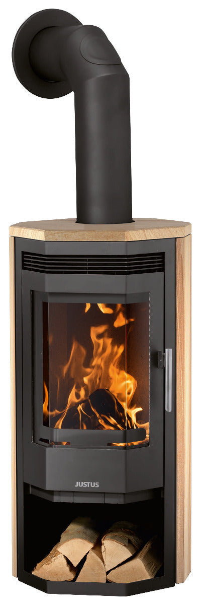 Justus Kaminofen Stahl Schwarz, Sandstein | klimaworld.com