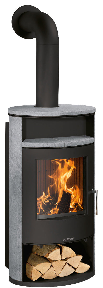 Justus Kaminofen Island Aqua Schwarz Speckstein | klimaworld.com