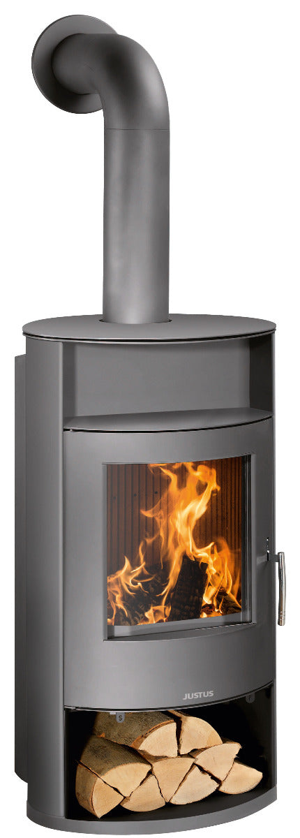 Justus Kaminofen Island Aqua Stahl Gussgrau | klimaworld.com
