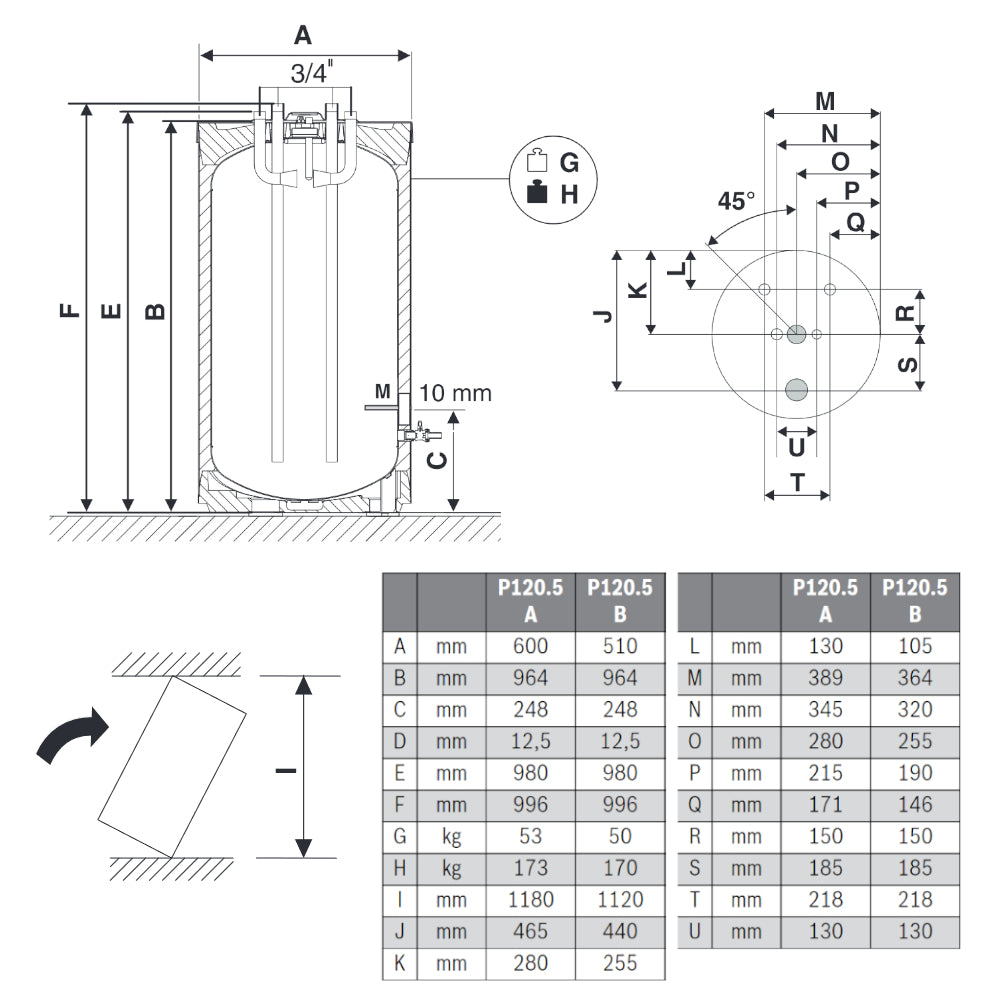BUDERUS | Pufferspeicher | Logalux P120.5 S-B | 120 Liter 