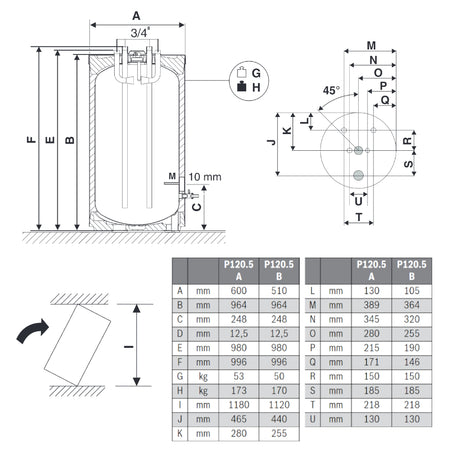 BUDERUS | Pufferspeicher | Logalux P120.5 W | 120 Liter 