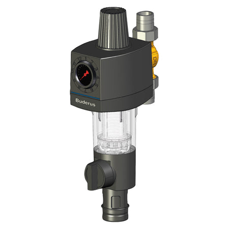 Skizze Buderus Logafix Filterkombination mit Anschlussstück DA74C und Druckminderer | Klimaworld.com