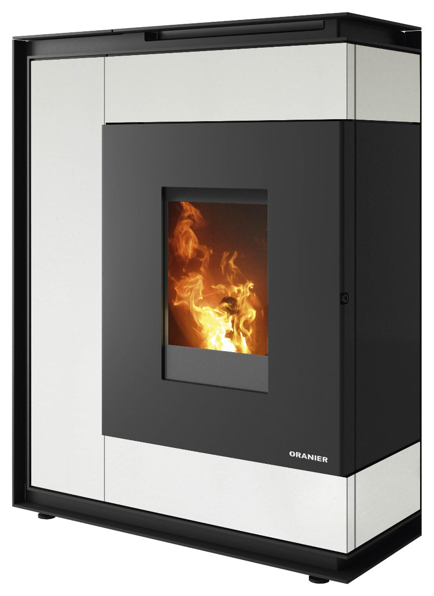 Oranier Pelletofen Boreas 2 Sintered Stone Seidenweiß | klimaworld.com