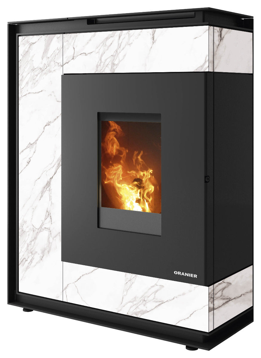 Oranier Pelletofen Boreas 2 Sintered Stone Marmorweiß | klimaworld.com