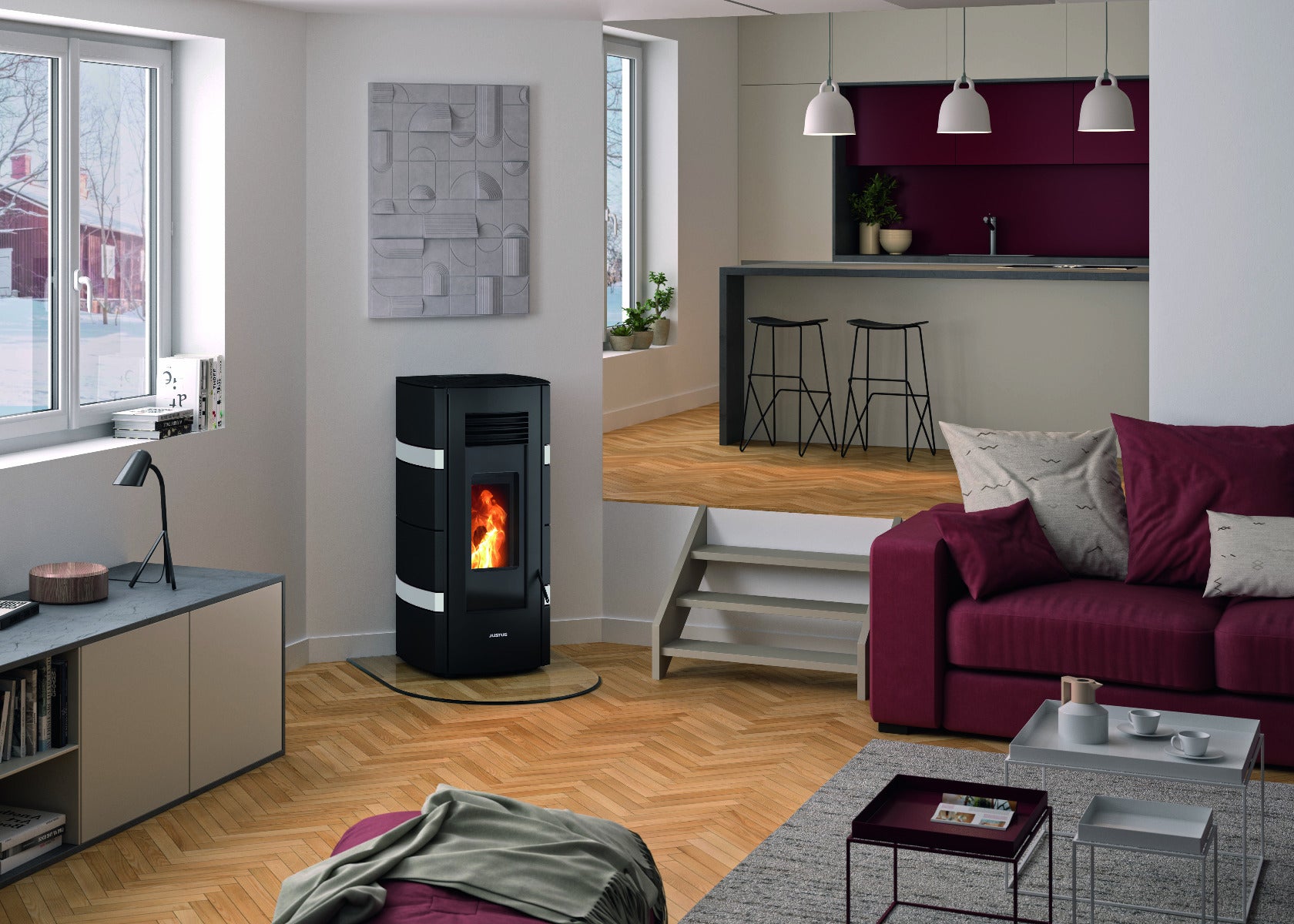 Justus Pelletofen Sia Constone Seidenweiß Ambiente | klimaworld.com