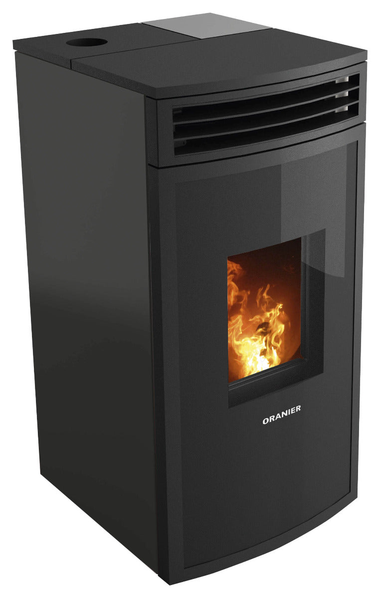Oranier Pelletofen Neta Schwarz, Anschluss oben | klimaworld.com