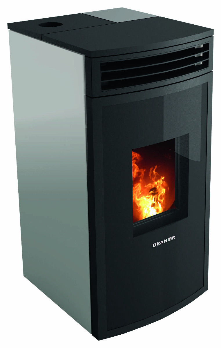 Oranier Pelletofen Neta Taupe, Anschluss oben | klimaworld.com