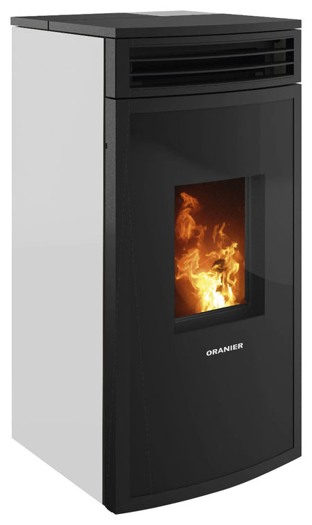 Oranier Pelletofen Neta Seidenweiß, Anschluss hinten | klimaworld.com