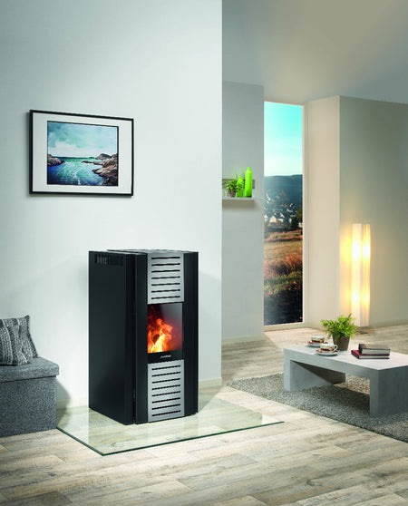 Justus Pelletofen Sirkos Stahl Schwarz Ambiente | klimaworld.com
