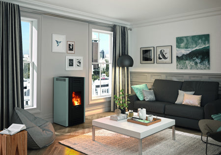 Justus Pelletofen Sirkos 2.0 Taupe Ambiente | klimaworld.com