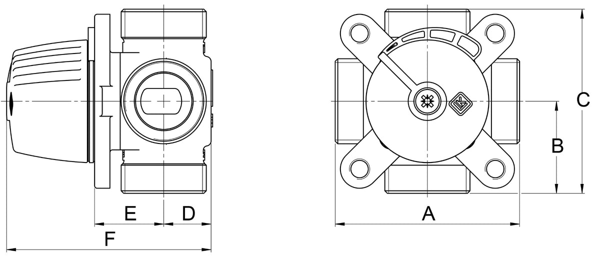 LK Armatur | LK 830 ThermoMix® B Außengewinde Maßzeichnung
