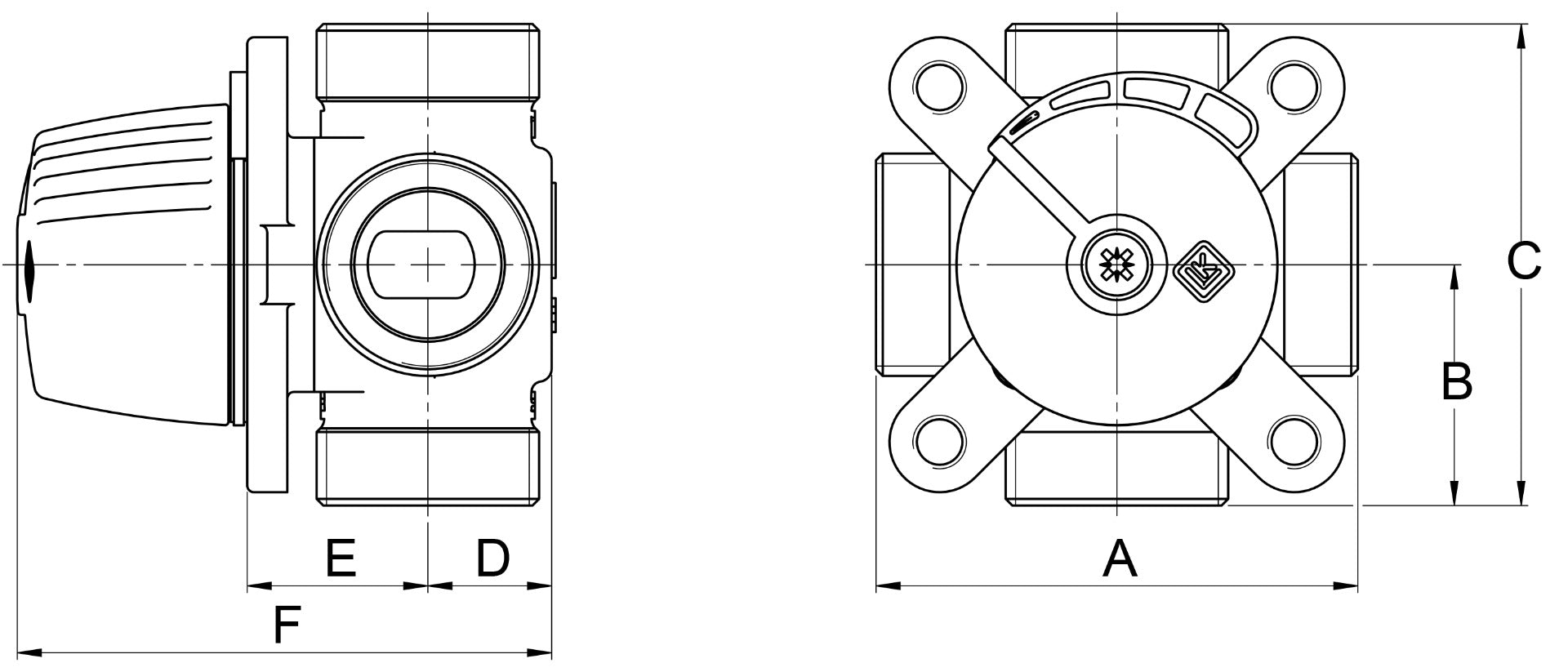 LK Armatur | LK 830 ThermoMix® B Außengewinde Maßzeichnung